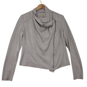 Blank NYC Jacket Womens M Beige Moto Faux Suede Leather Lightweight Stretchy